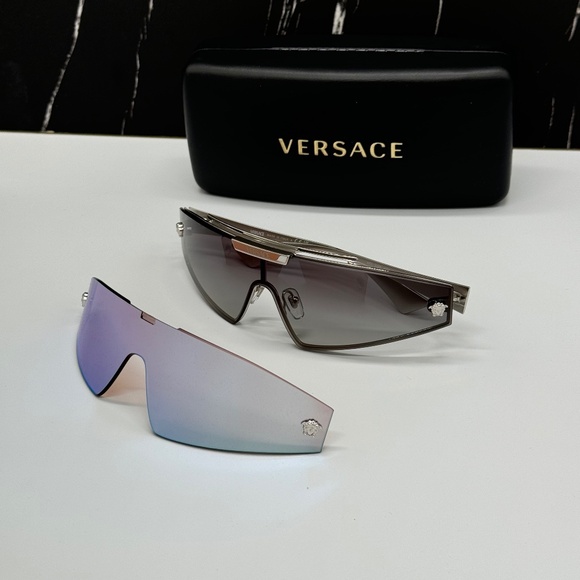 NEW VE2265 100011 VERSACE MOD 2265 1000/11 SILVER VE2265 1000/11 SUNGLASSES - Picture 2 of 16